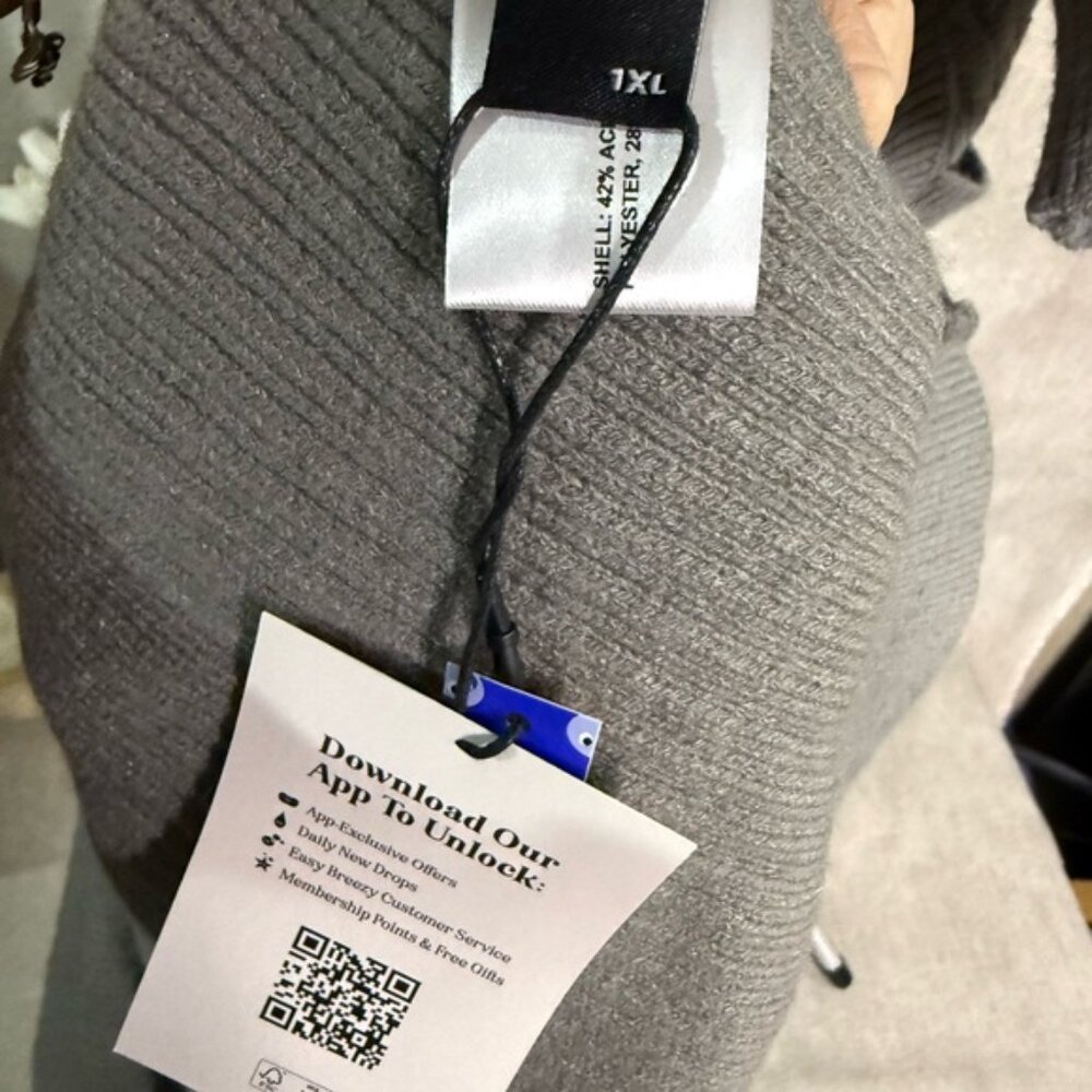 Cider Ribbed Knit Wrap Midi Dress 1XL Gray Long Sleeve Slit NWT Cozy Chic - Picture 4 of 4